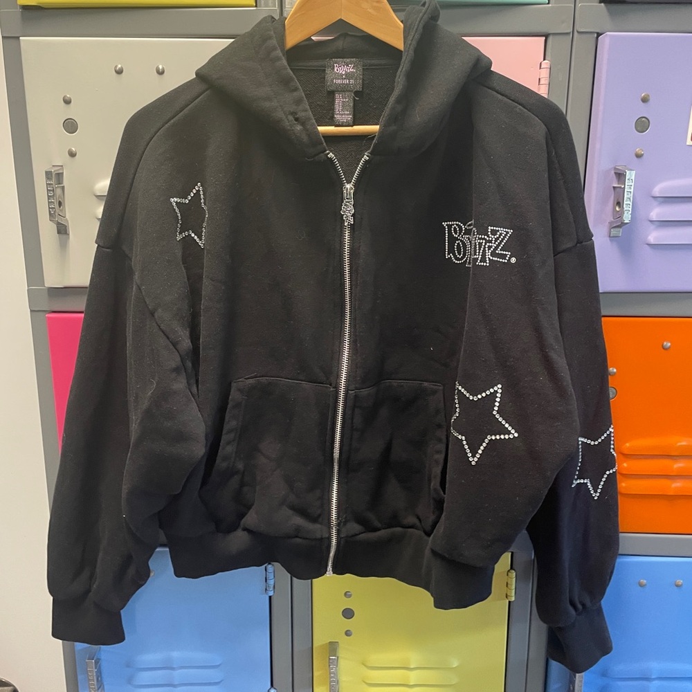 Forever 21 Black Hoodie with Star Accents